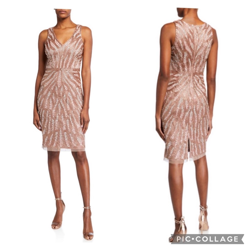 Aidan Mattox fully beaded sleeveless V-Neck dressy dress - Picture 4 of 13